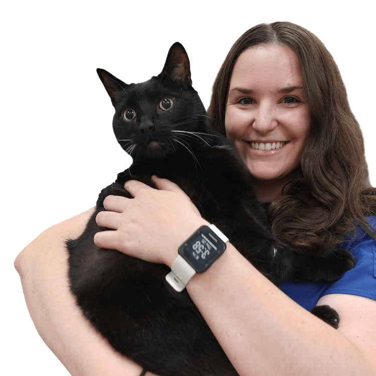 Woman holding cat