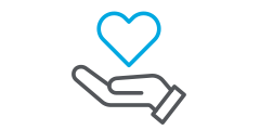 Heart with hand underneath icon